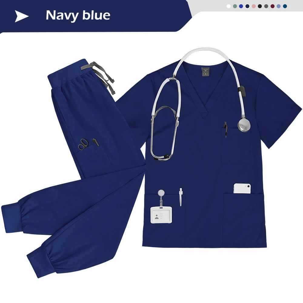 Unisex Medical Scrub Set – V-Neck Top & Jogger Pants