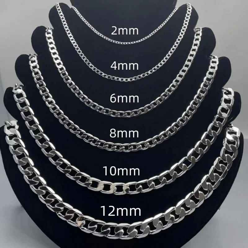 Classic Silver-Tone Link Chain Necklace for Men & Women