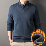 Men's Warm Fleece-Lined Layered Sweater