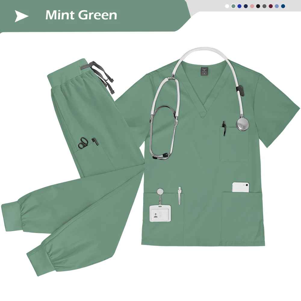 Unisex Medical Scrub Set – V-Neck Top & Jogger Pants