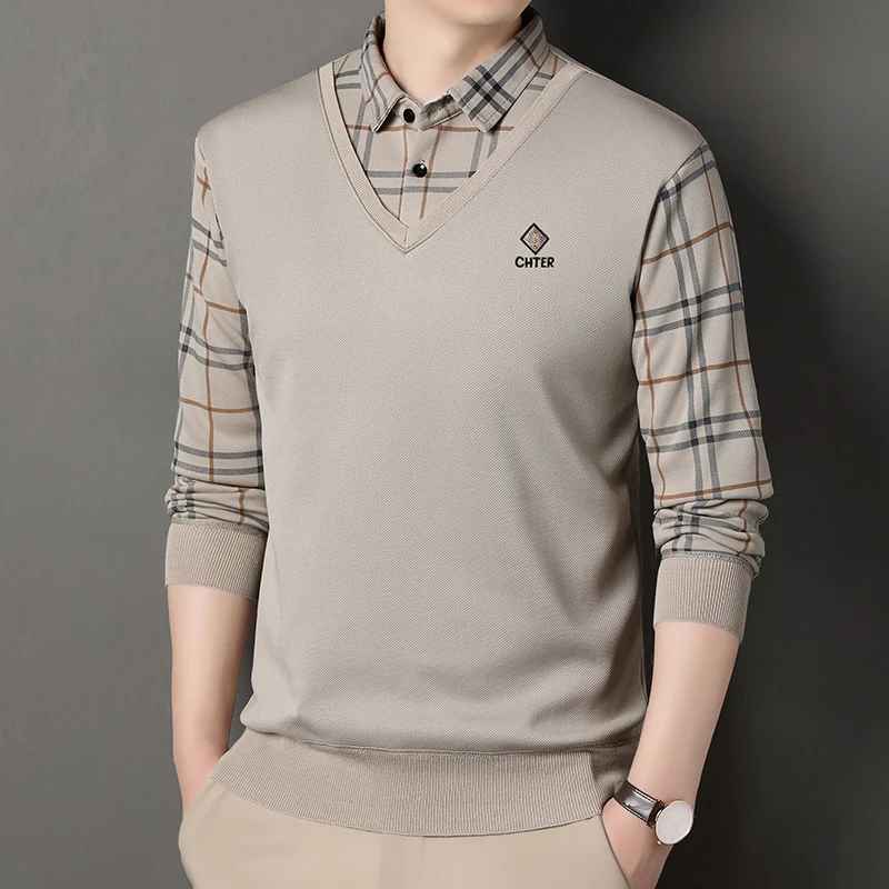 Men's Warm Fleece-Lined Layered Sweater